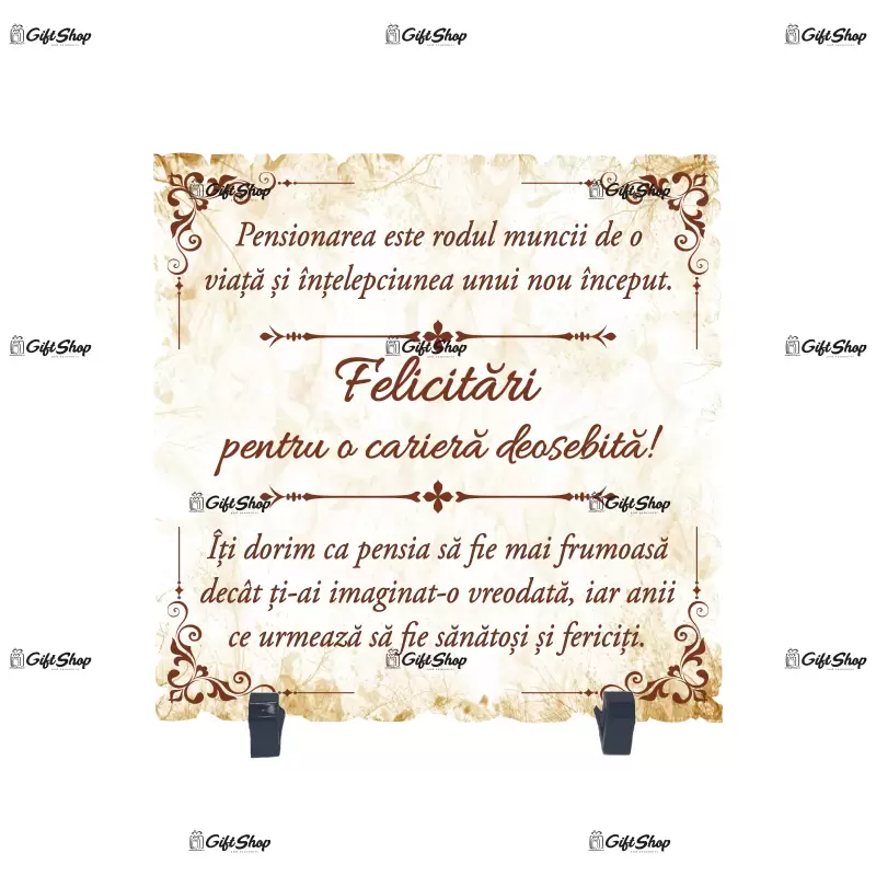 Felicitari pentru o cariera deosebita, placheta cu mesaj, model b